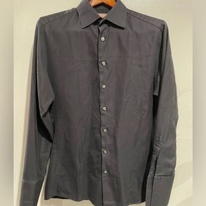 Men’s Thomas Pink dress shirt- Black. Large 16.5 French cuff EUC